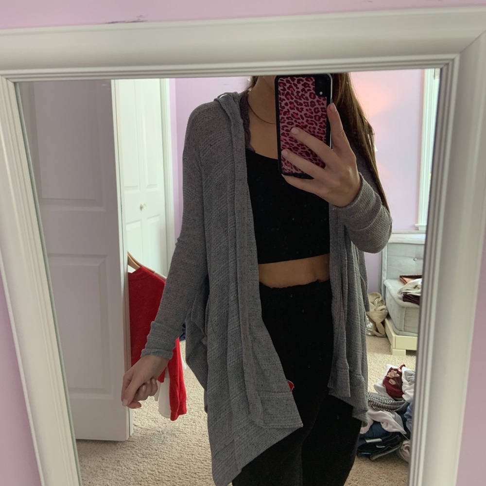 Grey knit cardigan